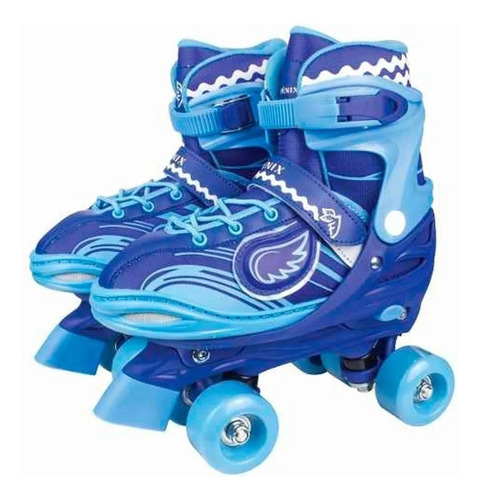 Patins Roller 4 Rodas Com Luz 34 A 37 Ajustável Azul