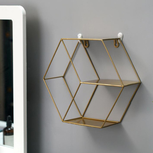 Estantes De Pared De Hierro Forjado Flotante Hexagonal,