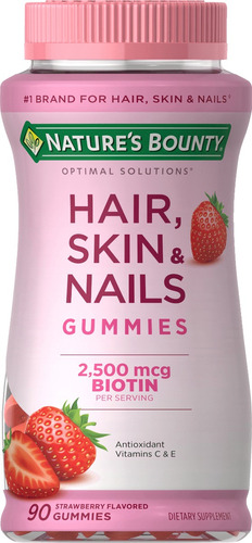 Suplemento en gomitas Nature's Bounty  Hair Skin Nails Hair, Skin & Nails biotina sabor frutilla en pote 90 un