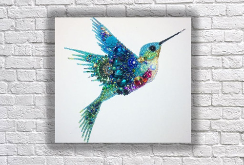 Cuadro 30x30cm Pajaro Colibri Ave Naturaleza Colores M1