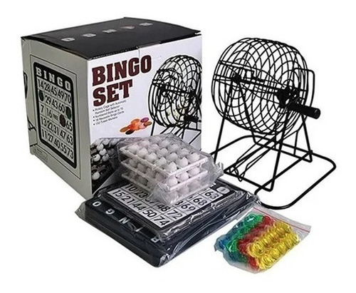 Bingo Familiar Balotera Metalica Juego Mesa Tradicional Lujo