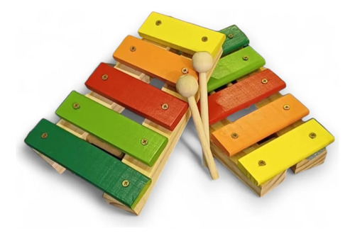 Xilofon Mediano De Madera De Colores De 5 Tonos Multicolor