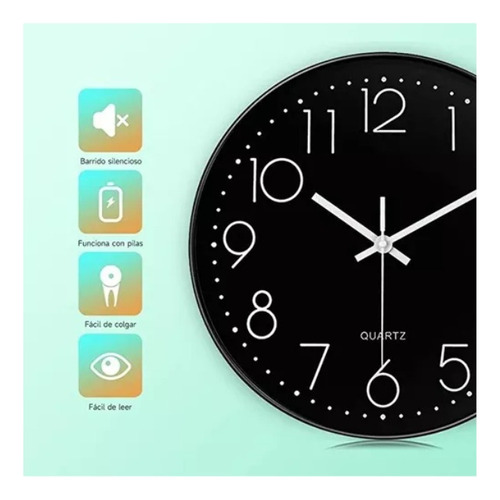 Reloj Pared Decorativo Redondo Hogar Silencioso 30 Cm
