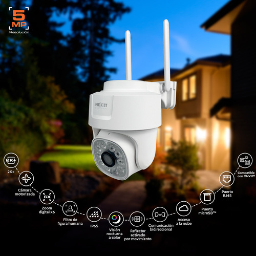 Cámara Inteligente Wi-fi Ptz Exterior 5mp 2k+ Nexxt Nhc-op10