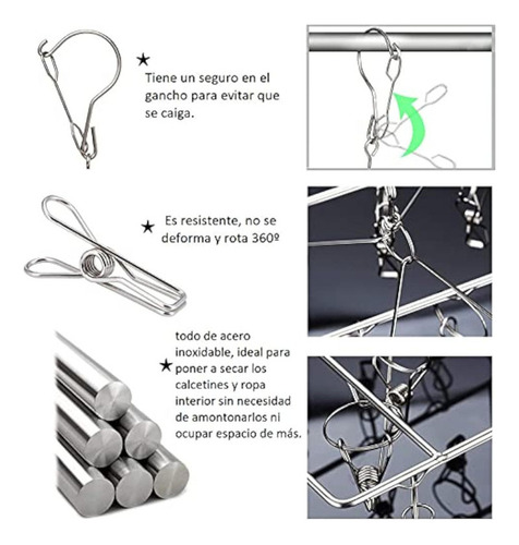 M 40 Ganchos Giratorios De Acero Inoxidable For Secar Ropa