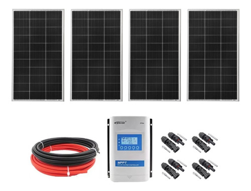 Kit Placa Solar 4 Painéis 160w Controlador Mppt 40a Cabo 5m