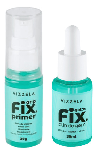 Kit Primer Grip Fix + Gotas Fix Vizzela Fixação Prolongada