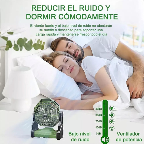2 En 1 Ventilador De Camping Recargable Portátil Con Luz Led
