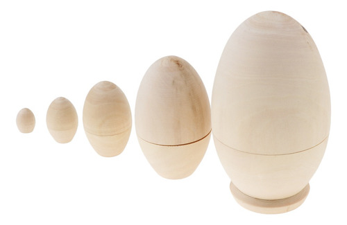 Set Of 5pcs Unpainted Wooden Russian Nesting Dolls Babushka