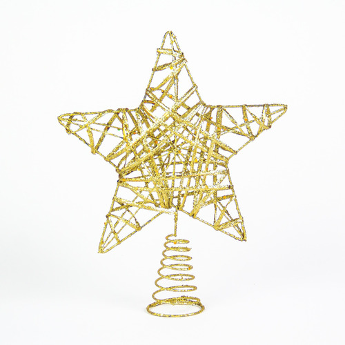 Ponteira Estrela Decoração De Árvore Natal Dourado 25cm