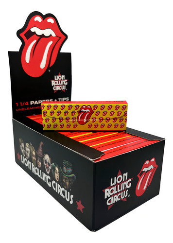 Caixa Seda Lion Rolling Stones Mini Size C/ Piteiras Brown