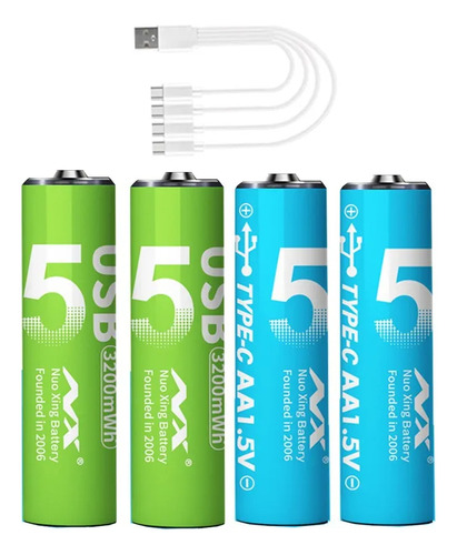 Batería Recargable De 1.5v 4 Pilas Aa Recargable Pilas Palo