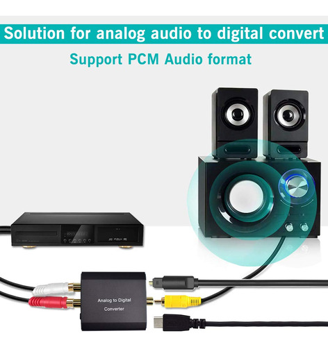 Conversor De Audio Analógico A Digital,hdiwousp Rca De Al...