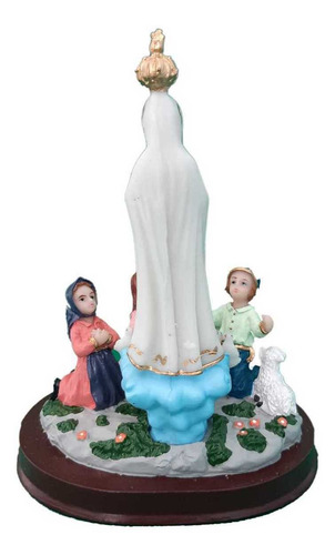 Imagem 3 de 4 de Nossa Senhora De Fátima Com Os 3 Pastores Resina Com 13 Cm