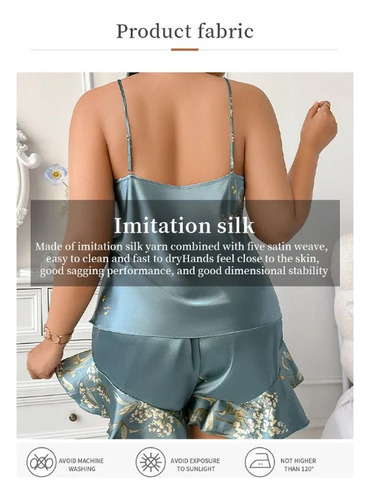 Pijamas Com Alça Solta Estampada Tamanho Grande