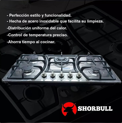 Parrilla Estufa 5 Quemadores Acero Inoxidable Shorbull