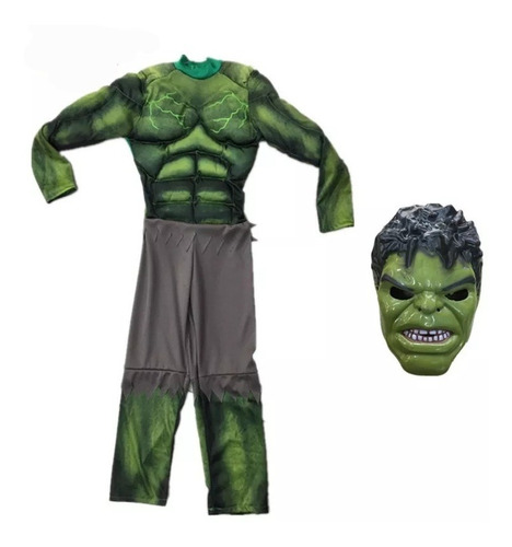 Disfraz Niños Hulk Con Músculos Super Fuerte + Máscara 