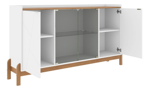 Balcao Buffet 50528 Porta De Vidro 168cm Branco Cedro Dcasa