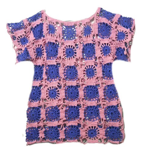 Blusa Larga Dama54x70aprox Crochet A Mano.nueva.única.t.l/xl