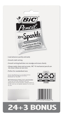 Lápices Bic Xtra Sparkle 24+3 Pz Máxima Resistencia 0.7mm Grafito