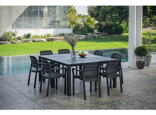 Mesa De Terraza Plastica Julie Doble Keter Color Grafito