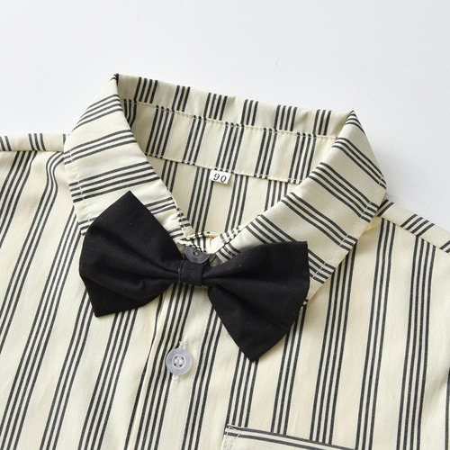 Conjunto Formal Para Niños Ropa De Fiesta Moño Tirantes Marrón 6 Años