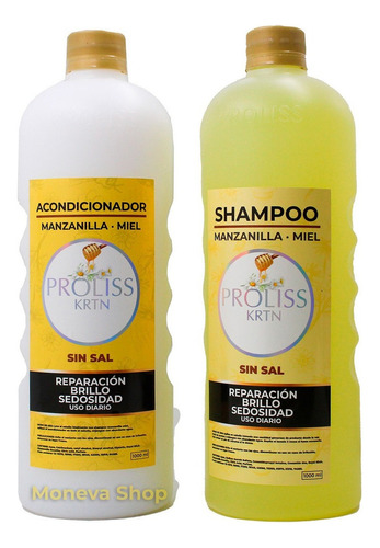 Shampoo Y Acondicionador Manzanilla Miel Sin Sal - Proliss 