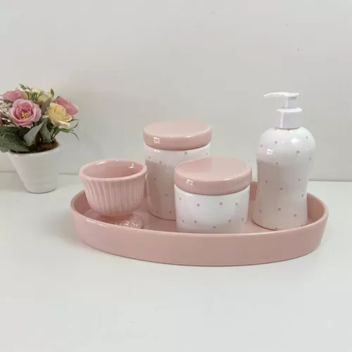 Kit Higiene para Bebê Porcelana Rosa Poá