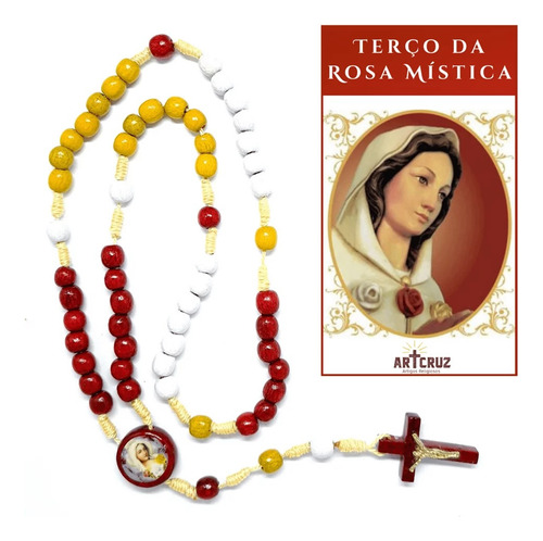 Terço Nossa Senhora Da Rosa Mística Com Folheto De Oração