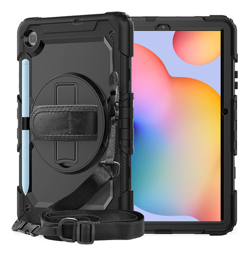 Funda Negra Con Correa De Mano Para Galaxy Tab S6 Lite De 10