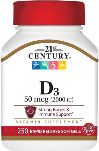 Vitamina D3 Premium 50 Mcg 2,000iu 250 Capsulas Eg D27