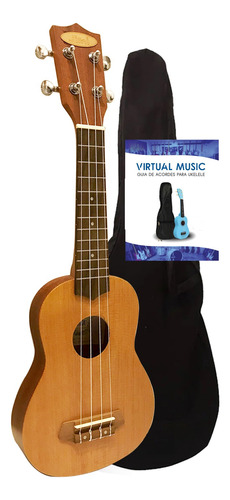 Ukelele Soprano De Madera Color Natural + Funda Negra