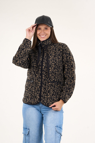Poleron Polar Full Print Look Sherpa Negro Mujer Polemic