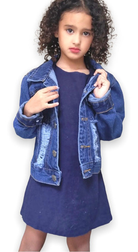 Imagem 1 de 2 de Jaqueta Casaco Jeans Infantil Menina Roupa Juvenil Inverno