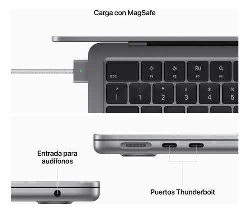 Macbook Apple Air 13 Chip M2 256 Gb Ssd Gris Espacial Gris Espacial