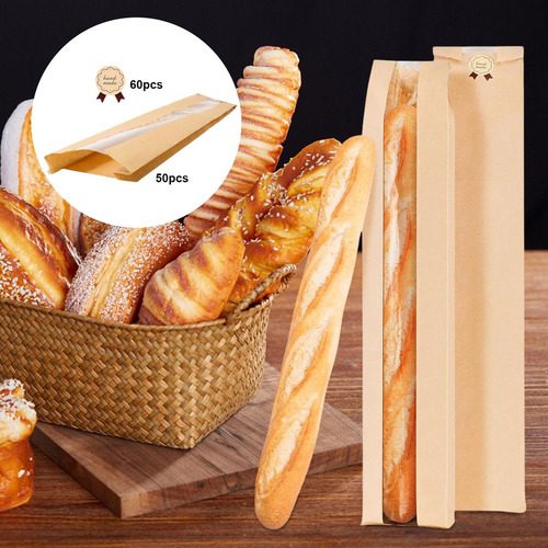 50 Piezas Bolsas De Panadería Con Ventana Transparente