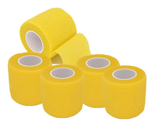 Kit Com 5 Unidades Atadura Elástica Bandagem Adesiva Hoppner Cor Amarelo