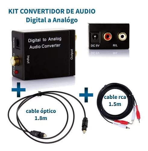 Convertidor de audio digital óptico / coaxial a análogo RCA - Alimentación  por USB - Tecnopura