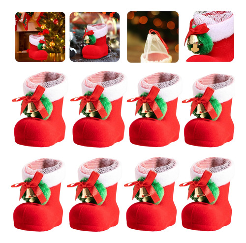 8 Bonitas Botas Navideñas, Bolsas De Regalo