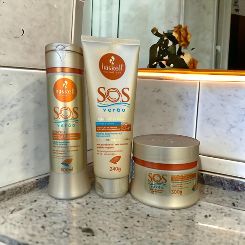 Kit Haskell S.o.s. Verão Shampoo Creme Mascara Proteção Sol