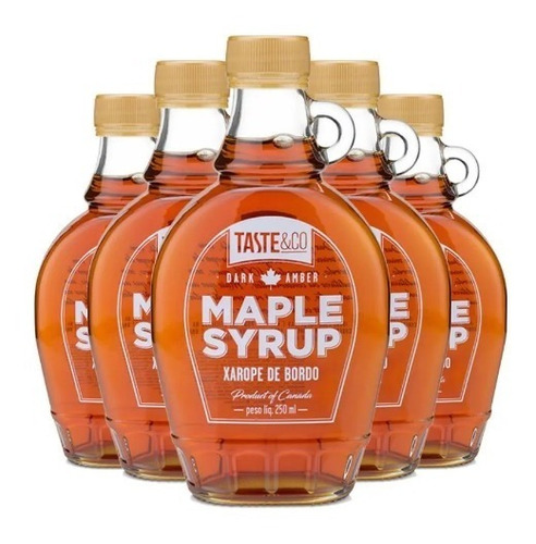 Kit 5 Xarope De Bordo Maple Canadense Syrup Taste & Co 250ml