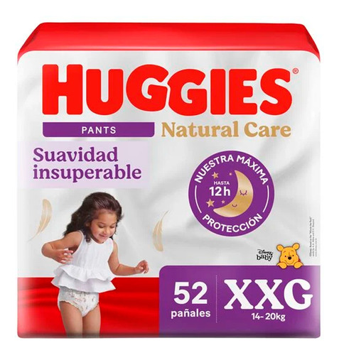 Pañales Huggies Natural Care Pants Xxg 52 Unidades Extra Extra Grande (xxg) Sin Género