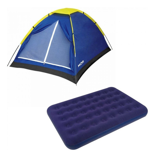 Kit Barraca Camping Iglu 2 Pessoas + Colchão Inflável Casal