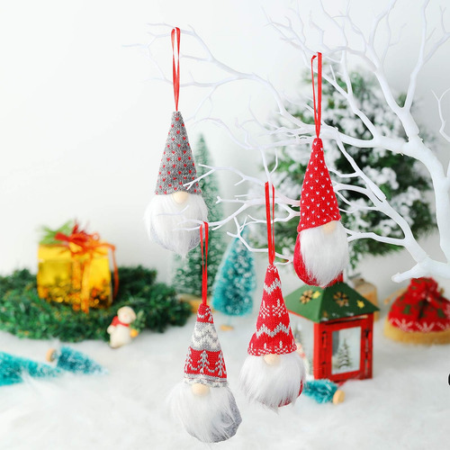 4 Pcs Árbol De Navidad Gnomos Colgantes Adornos Juego De Elf