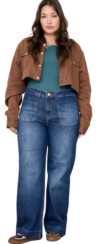 Jeans Wide Leg Mujer Elastizado Juvenil Talle Grande Cenitho