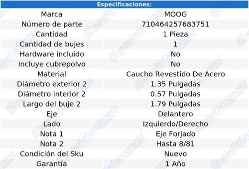 2 Bujes Eje Del Moog F-150 80 Al 81