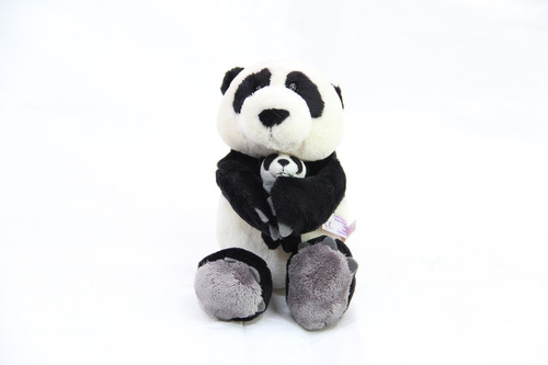 Urso Panda 25cm Com Pandinha 8cm Filhote Mãe Casa Dos Ursos