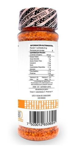 Ajonjolí Rainbow Color Naranja Sin Sabor Añadido 75g