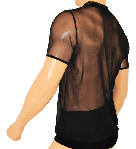 Playera Cuello Ancho Transparente De Mesh Jake Manga Corta