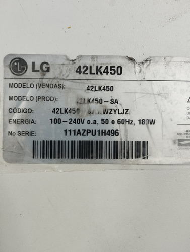 Defeito!!! Placa Principal Lg 42lk450 Eax64290501 Defeito!!! (Usado)
